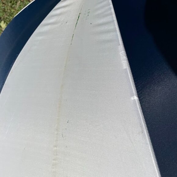 Magic Chef Appliances Blue and White Large Umbrella Wood Handle Vintage - Picture 10 of 11